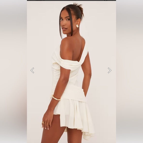 EGO One Shoulder Cream Dress - Picture 3 of 6